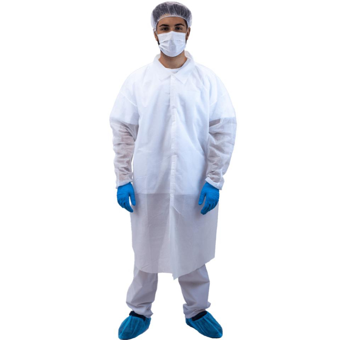 Bata laboratorio PP Velcro sin bolsillos Blanca Ca