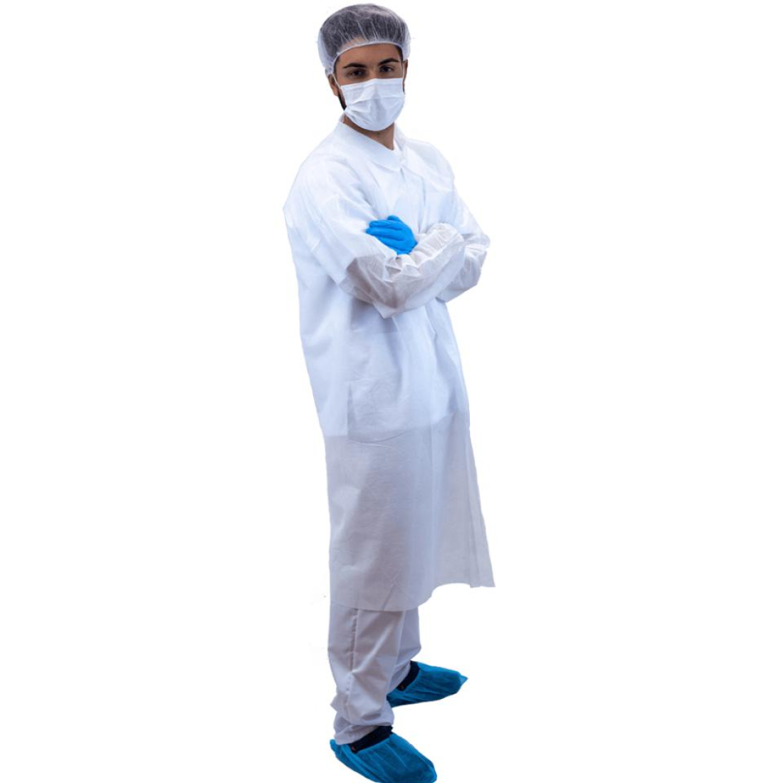 Bata laboratorio PP Velcro sin bolsillos Blanca Ca