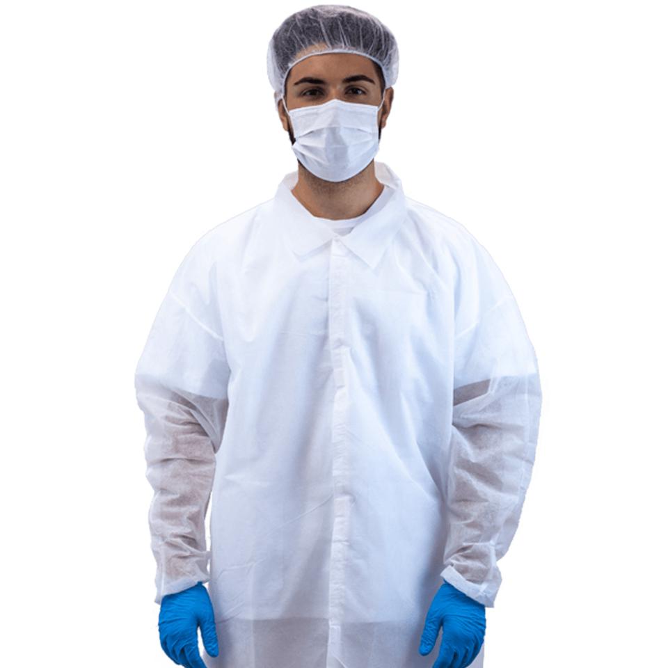 Bata laboratorio PP Velcro sin bolsillos Blanca Ca