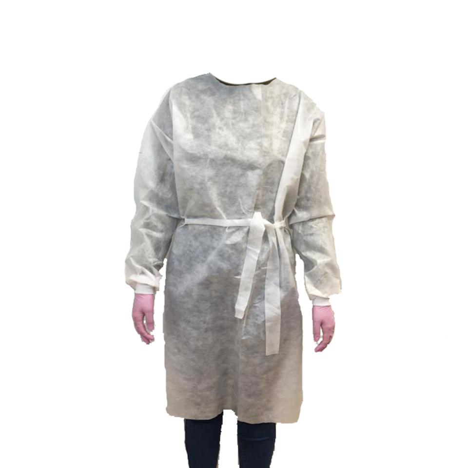 Bata protectora plastificada puño textil Blanco Ca