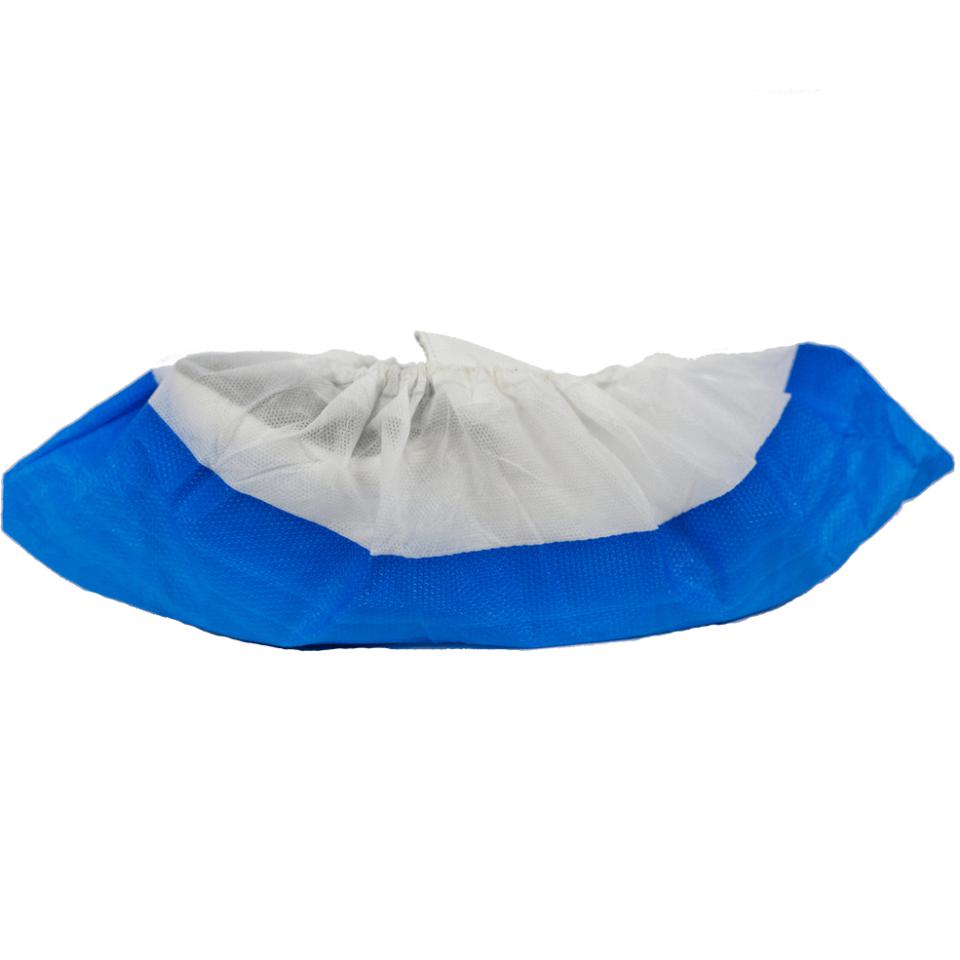 Calza PP suela plastico gofrado bco/azul Caja 500