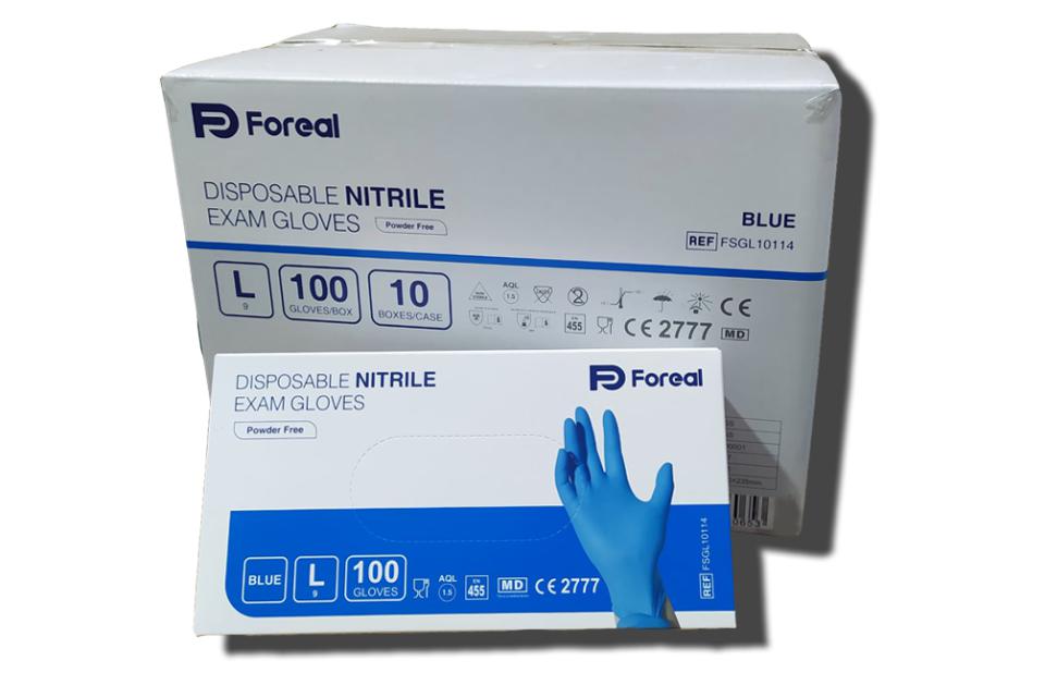 Guante desechable nitrilo s/polvo 3 5 grs  Azul L