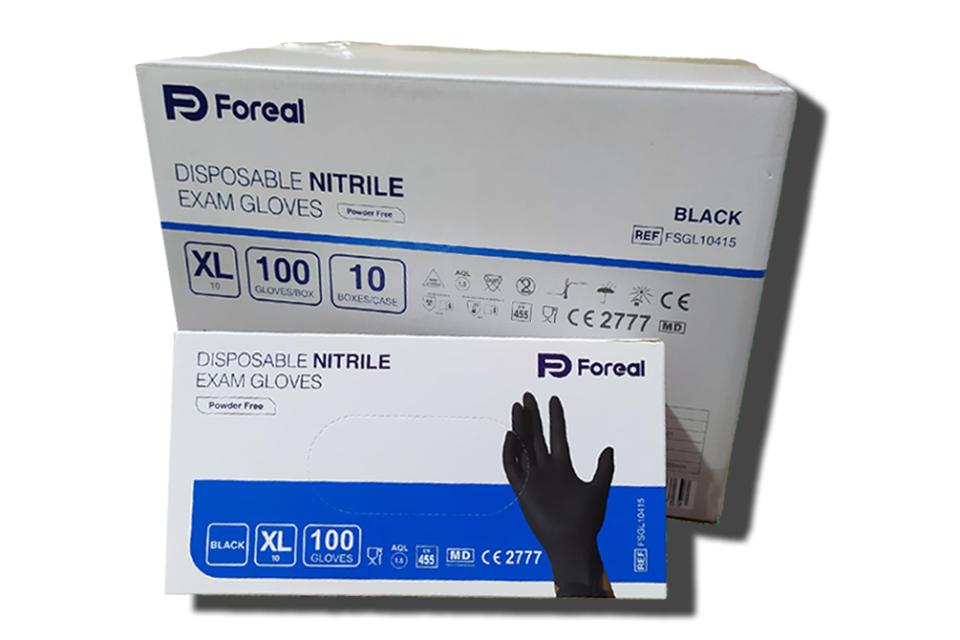 Guante desechable nitrilo s/polvo 3 5 grs Negro XL