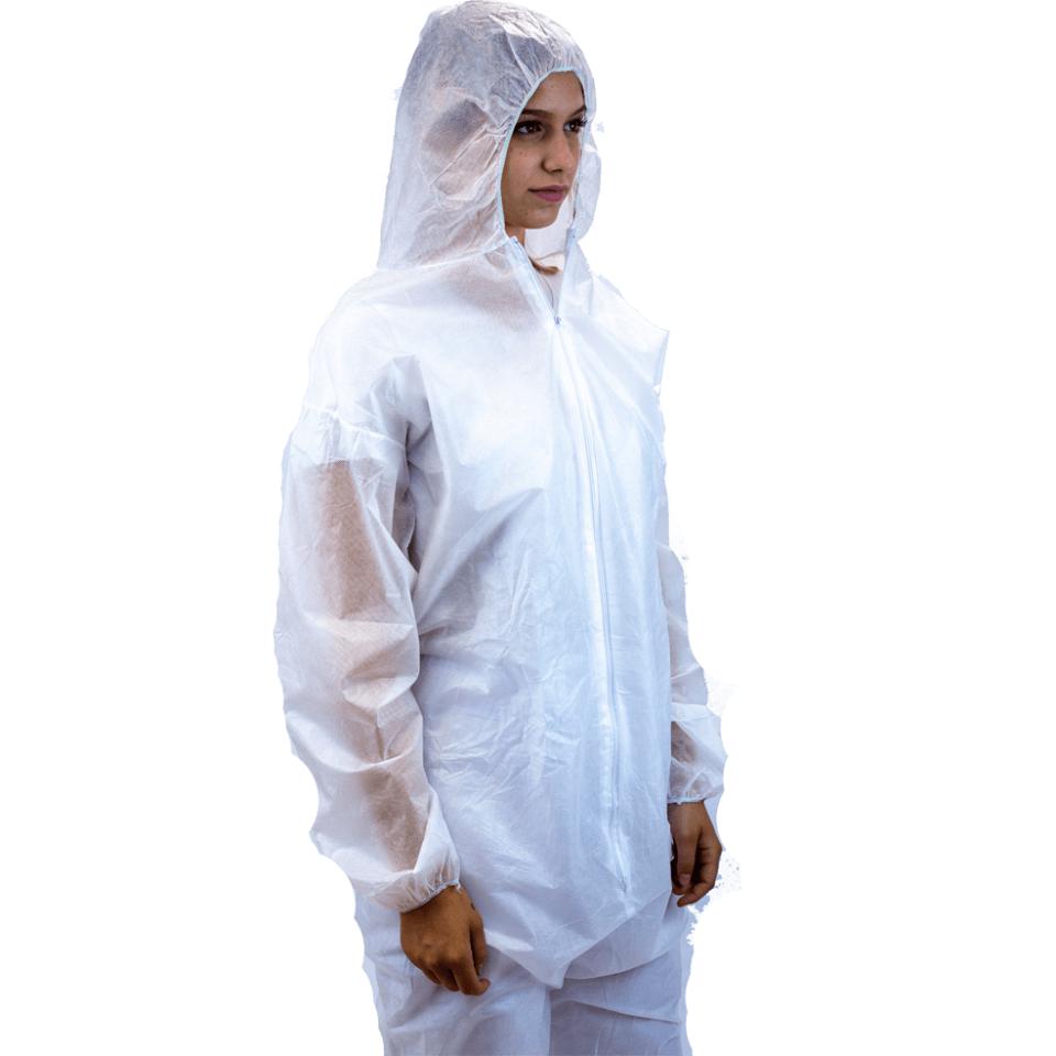 Mono con capucha PP Blanco M Caja 50 uds