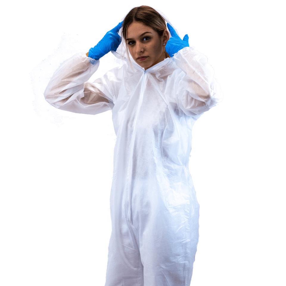 Mono con capucha PP Blanco XXL Caja 50 uds